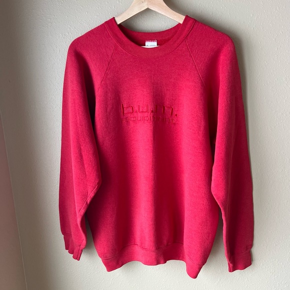 VTG BUM Equipment Sweatshirt 90’s Fruit of the Loom Made USA Unisex Size XL Red - Picture 1 of 11